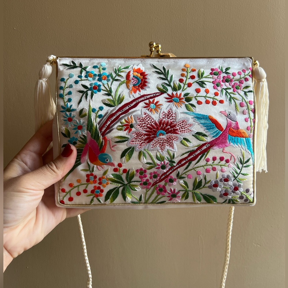 Vintage Embroidered Floral Crossbody Bag NWOT